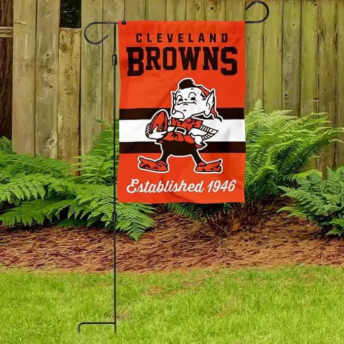 WinCraft Browns Retro Garden Flag and Stand Pole Holder Mount by GreenHaven Gardens