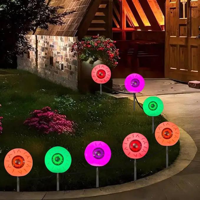 Outdoor Halloween Decorations Pathway Lights, 7Ft Halloween Eyeballs Pathway Markers String Lights Waterproof with 4 LED Scary Eyeballs Halloween Stakes Lights for Outdoor Walkway Yard Lawn Garden by GreenHaven Gardens