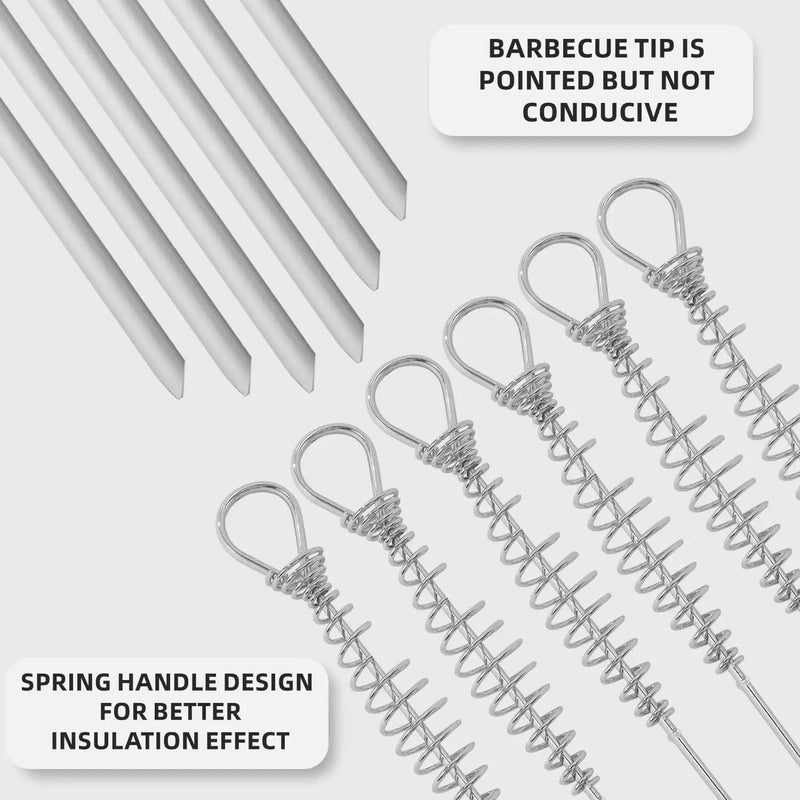 16"" 12 Pack - Metal Skewers Flat Long Kabob Skewers Reusable BBQ Barbecue Shish Sticks Skewers for Grilling, Stainless Steel, Sliver by GreenHaven Gardens