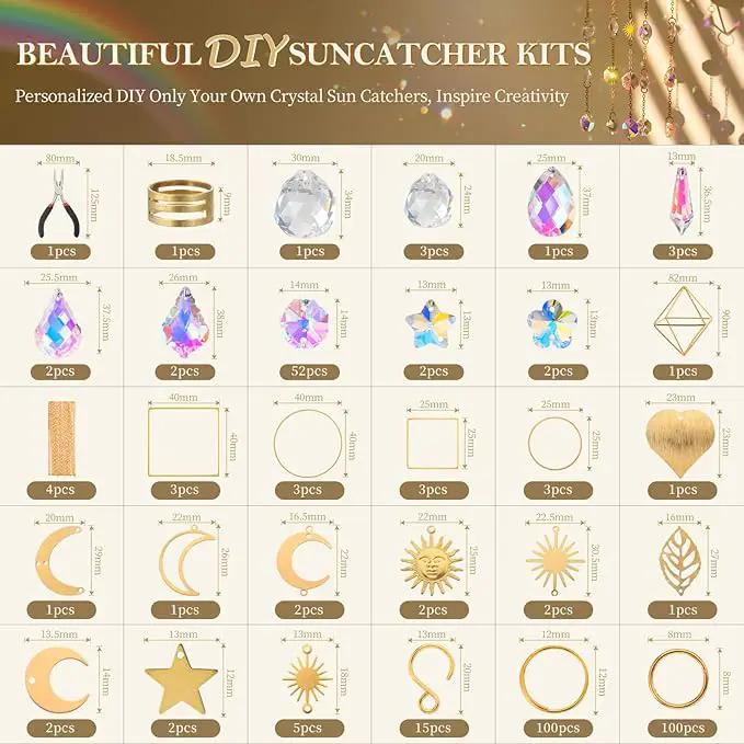310 Pcs DIY Crystal Sun Catchers Indoor Window, Hanging Prism Suncatcher for Window, Gold DIY Suncatcher Kit, Glass Crystal + Alloy Accessories Sun Catcher Crafts for Adult, DIY for Mom… by GreenHaven Gardens