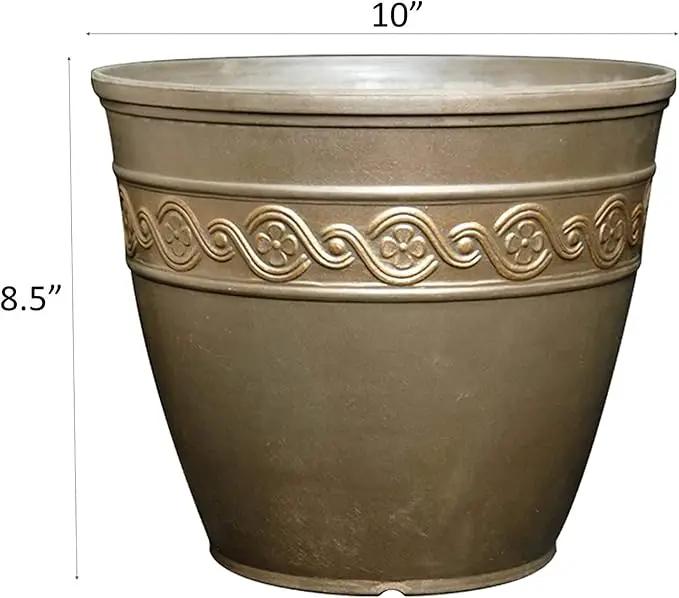 Classic Home and Garden Corinthian Resin Flower Pot Planter, Bronze, 10" by GreenHaven Gardens