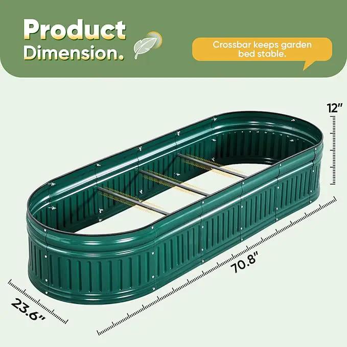 KING BIRD Raised Garden Bed Kit 2025 Upgraded Modular DIY Galvanized Planter Garden Box Outdoor for Gardening, Vegetables, Flowers, Elegant Roman Column Design, 71x24x12 in, Dark Green by GreenHaven Gardens