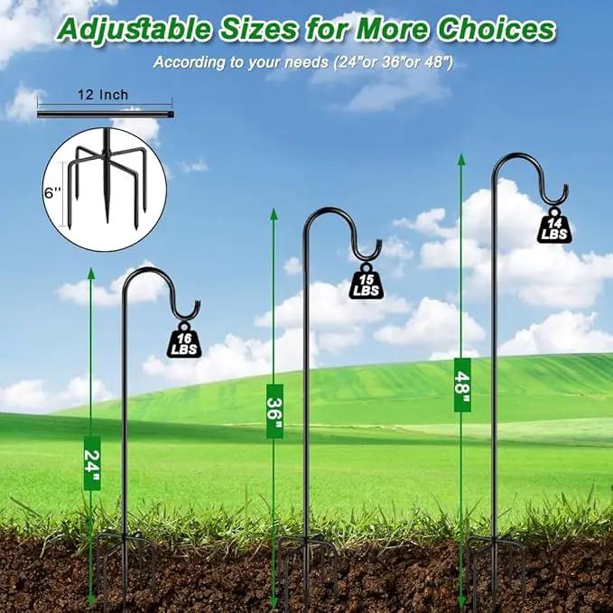 48" Shepherds Hooks for Outdoor, Heavy Duty Garden Bird Feeder Pole for Hanging Bird Feeder, Plant Baskets, Solar Light Lanterns, Outdoor Plant Hanger Hook with 5 Base Prongs,1 Packs by GreenHaven Gardens