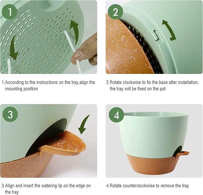 10 Inch Self Watering Hanging Pots, 2 Pack Hanging Planters with 40oZ Deep Reservior for Indoor Outdoor Plants Flowers, Green with Brown by GreenHaven Gardens