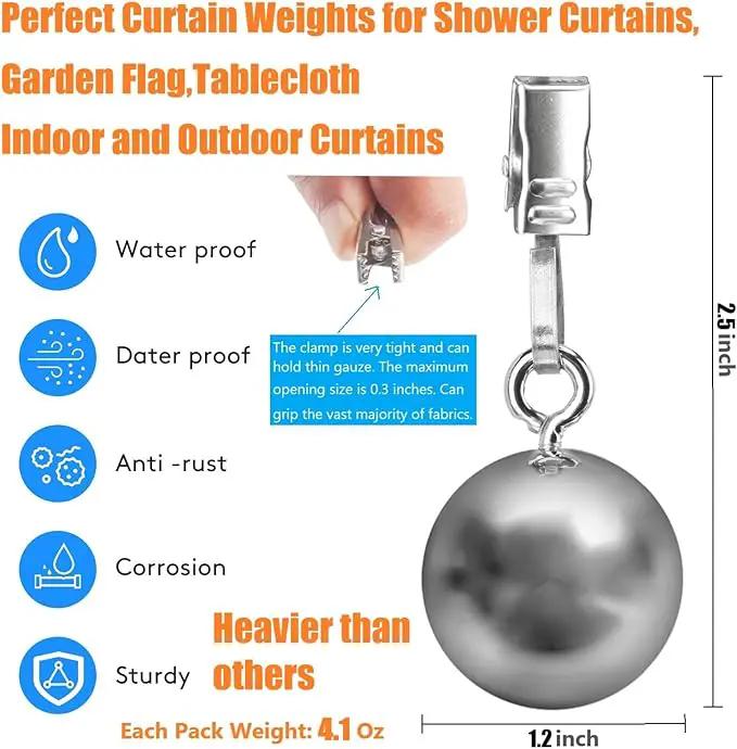 16 Pack Heavy Duty Curtain Weights, Heavy Weights for Outdoor Curtains of Pergola Patio Gazebo Cabana, Stainless Steel Weight Clip Down Curtain, Garden Flag, Shower Curtain, Tablecloth by GreenHaven Gardens