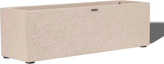 31 Inch Rectangular Concrete Planter,Durable All-Weather Use with Drainage Holes,Large Rectangular Planter for Outdoor Indoor Plants by GreenHaven Gardens
