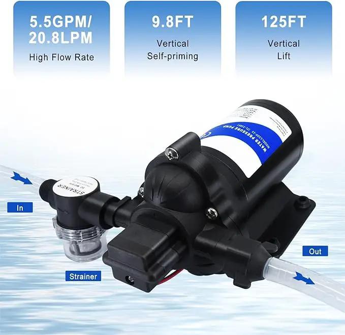 12 volt RV Water Pump Water Pressure Booster Pump for Garden Hose Self Priming Water Pump 50psi 4gpm On Demand Water Pump for Kitchen Bathroom, Garden, Marine, Boats and Irrgration by GreenHaven Gardens