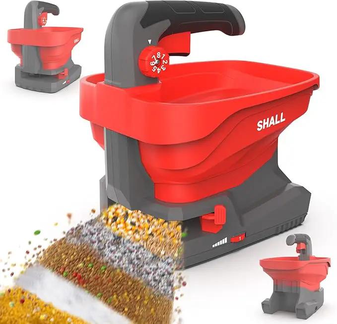 SHALL Battery Powered Fertilizer Spreader, 7.2V Rechargeable Seed Spreader for Salt, De-Icer, Earth Food, Grass Seed, 8-Level Settings and 3.3L Large Capacity Spreading up to 6458 sq.ft by GreenHaven Gardens