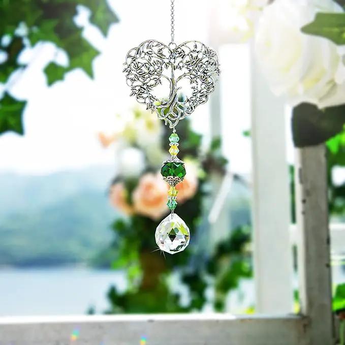 H&D HYALINE & DORA Tree of Life Crystal Suncatchers Crystal Drop Prism Rainbow Maker Hanging for Home Garden Decoration, Heart Shaped by GreenHaven Gardens