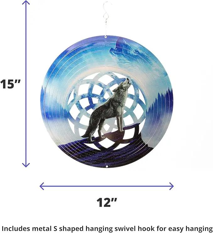 VP Home Wolf Dreamcatcher Kinetic Wind Spinner for Yard and Garden Wind Spinner Outdoor Metal Large Hanging Wolf Decor 3D Garden Art Wind Sculpture Spinners by GreenHaven Gardens
