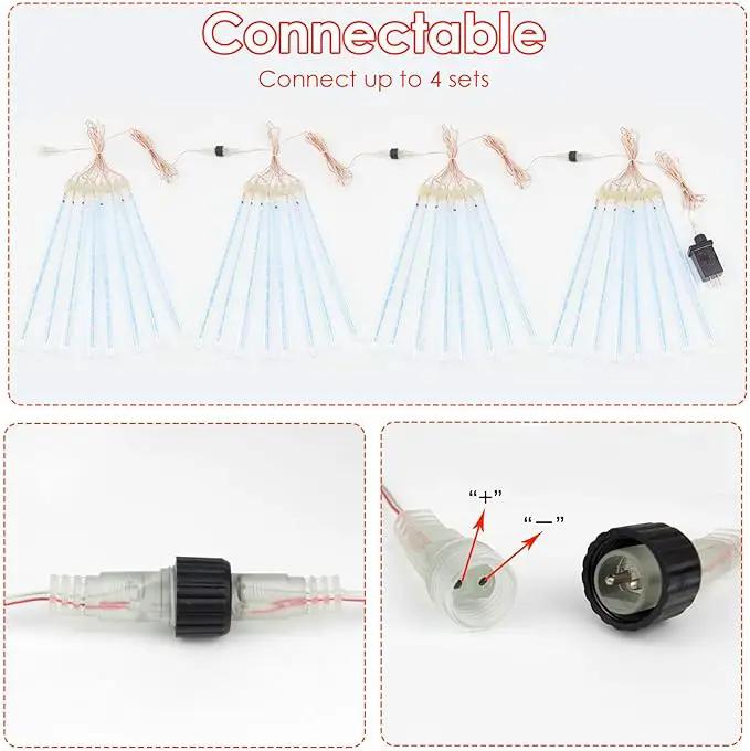 2-Pack Meteor Shower Lights Outdoor Waterproof, Rain Drop Christmas Lights Total 384 LED 30cm 16 Tubes Snow Cascading String Lights Plug in for Xmas Tree Wedding Party Garden Décor (Red and White) by GreenHaven Gardens