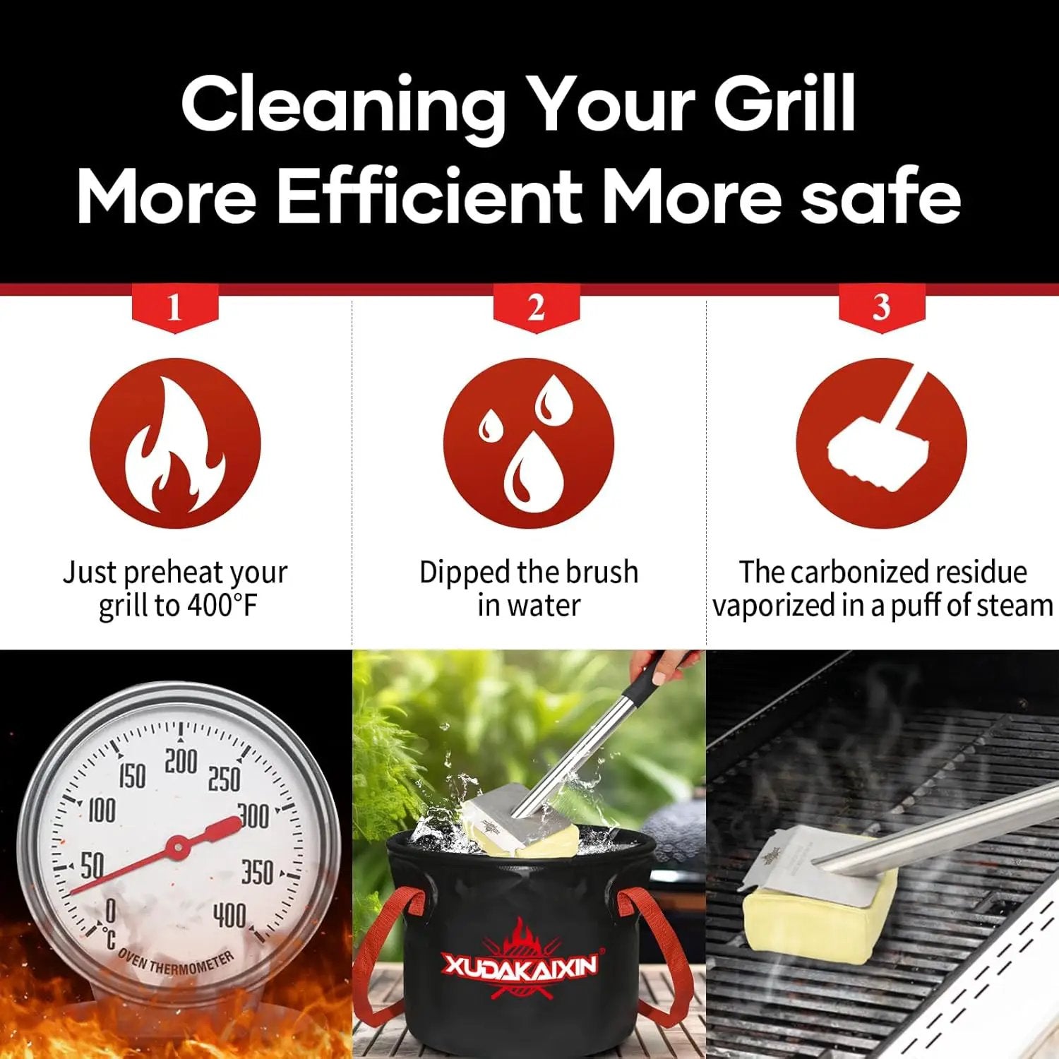 Grill Brush Bristle Free,(Only Replaceable Cleaning Head No Grill Brush)-Yellow by GreenHaven Gardens