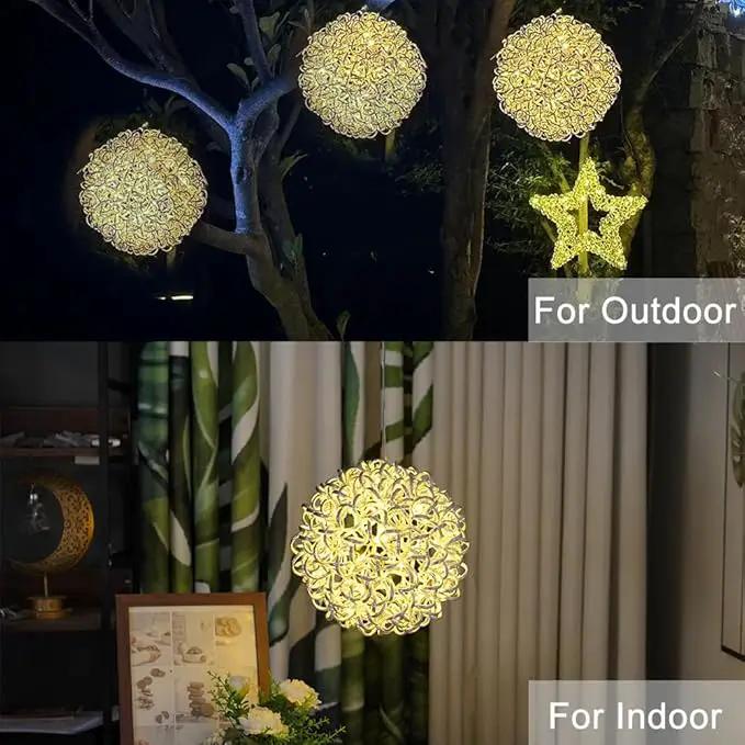 Lighted Magical Aluminum Balls Lights Hanging Tree Garden Lights, Silver Metal Balls LED Fairy Lights， Trees Garden Lights for Party Wedding Yard Garden Porch Patio Decoration by GreenHaven Gardens