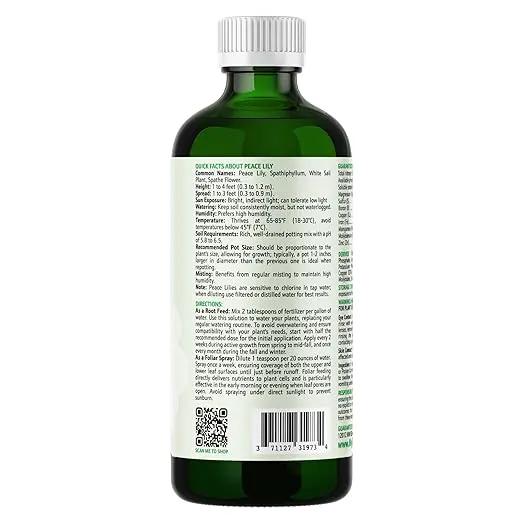 Peace Lily Fertilizer: 3-1-2 Liquid Fertilizer with Essential Micronutrients - The Ultimate Food for Spathiphyllum, Perfect for Indoor Plants (32 OZ) by GreenHaven Gardens