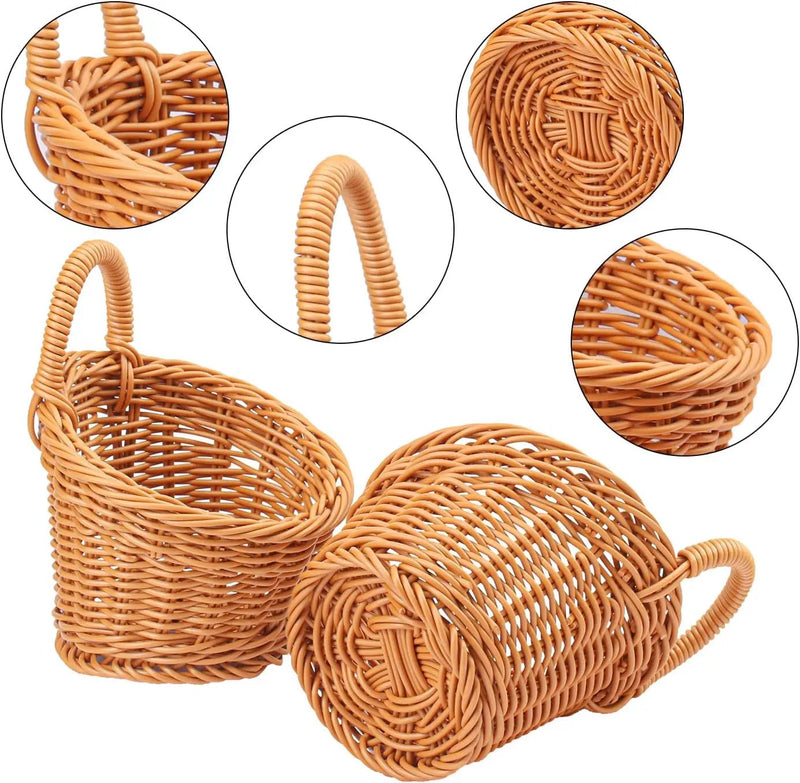 8 Pack 5.5 x 4.3 inch Woven Hanging Fruit Basket, Wall Hanging Wicker Baskets, Wall fruit Wicker Basket for Kitchen, Planter, Vegetable & Fruit, Boho Home Decor by GreenHaven Gardens