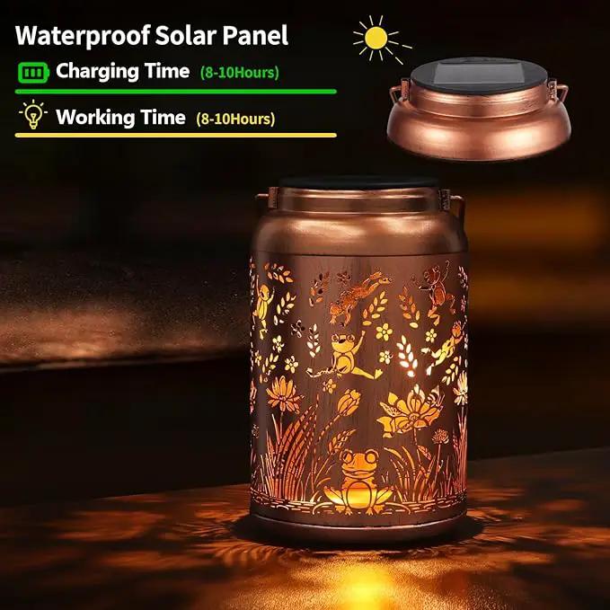 Frog Decoration Solar Lanterns Outdoor Waterproof Garden Decor Gifts for Women Mon Grandma Metal Hanging Solar Lights for Outside LED Lanterns for Yard, Patio, Lawn, Tabletop, Pathway, Landscape by GreenHaven Gardens