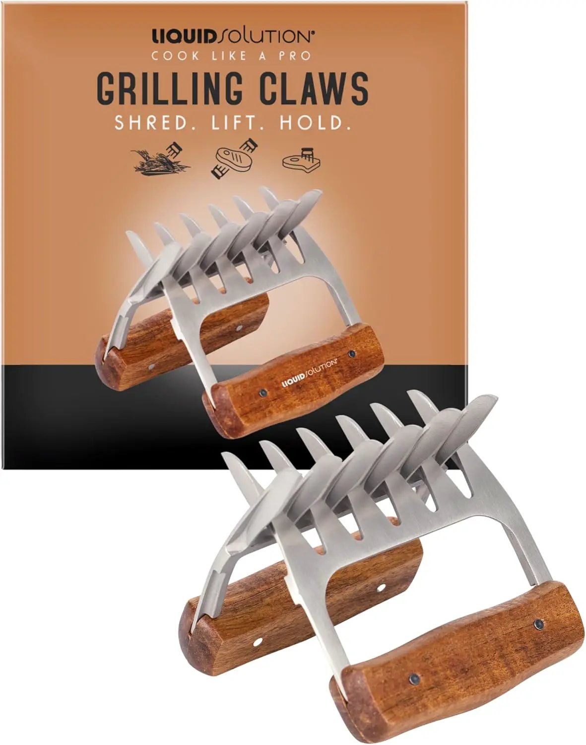 Premium 18/8 Stainless Steel Meat Shredder Claws with Wooden Handles: Effortlessly Shred, Pull, and Serve Pork, Turkey, Chicken, and Brisket! by GreenHaven Gardens