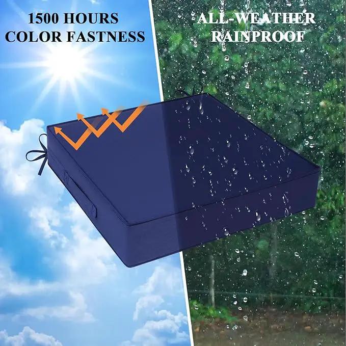 Outdoor Chair Cushions Set of 2 for Patio Furniture 19x19x4 Inch Waterproof Patio Chair Cushion 3 Year Color Fastness Square Elastic Foam Garden Sofa Couch Pads with Ties and Handle,Blue by GreenHaven Gardens