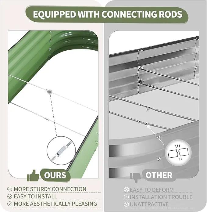 Galvanized Raised Garden Bed Outdoor- Raised Beds for Gardening| Metal Planter Box, Steel Raised Garden Bed Kit with Safety Edging and Gloves for Vegetables, Flower, Herbs (6x2x1.4FT, Green) by GreenHaven Gardens