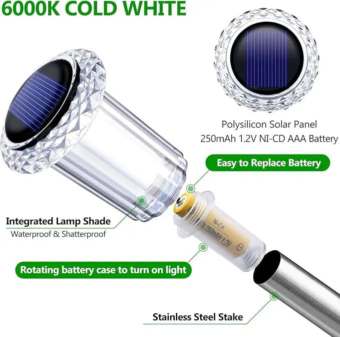 DenicMic Solar Lights Outdoor Pathway Lights 6000K LED Waterproof Acrylic Lamp Head Stainless Steel Stake for Yard Garden Landscape Path Walkway Driveway Patio Lawn (Cold White 10Pack) by GreenHaven Gardens