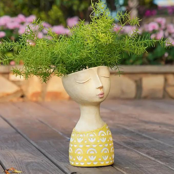 DiliComing Face Planter-Pots for Indoor Plants - 11 Inch Tall Planters for Flowers Head Planter with Drainage for Patio Yard Garden Succulent Pots Garden Décor 6 x 6 x 11 Inch by GreenHaven Gardens