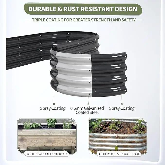 Galvanized Raised Garden Bed Outdoor- Raised Beds for Gardening| Metal Planter Box, Steel Raised Garden Bed Kit with Safety Edging and Gloves for Vegetables, Flower, Herbs (8x2x1FT, Gray) by GreenHaven Gardens
