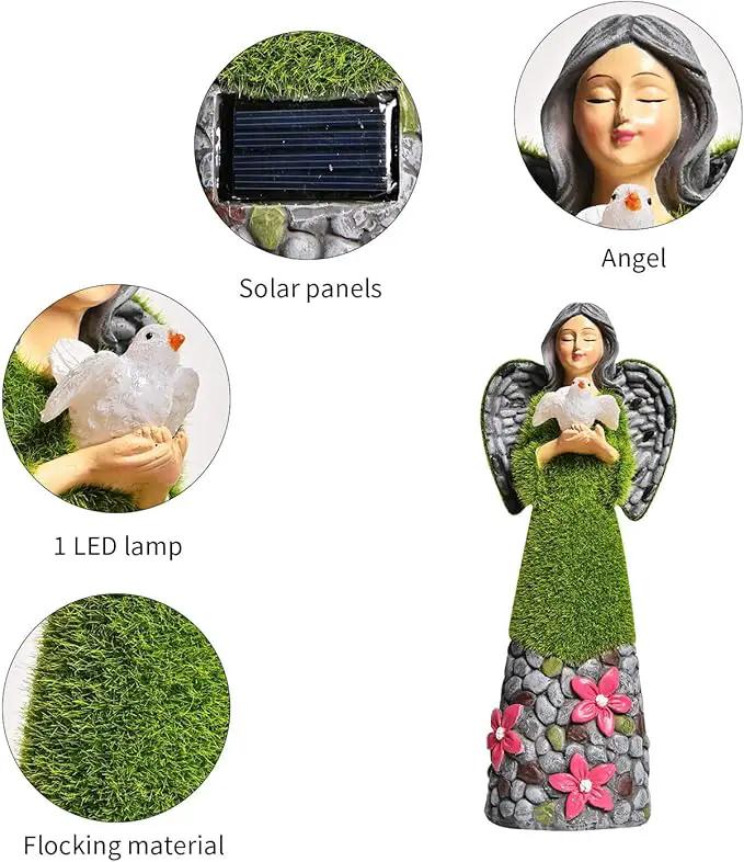 ASAWASA Angel Garden Figurine - Outdoor Statue, Solar Garden Sculpture with Angel of Peace Resin Praying Angel Art Decor for Patio, Lawn, Yard, Porch by GreenHaven Gardens