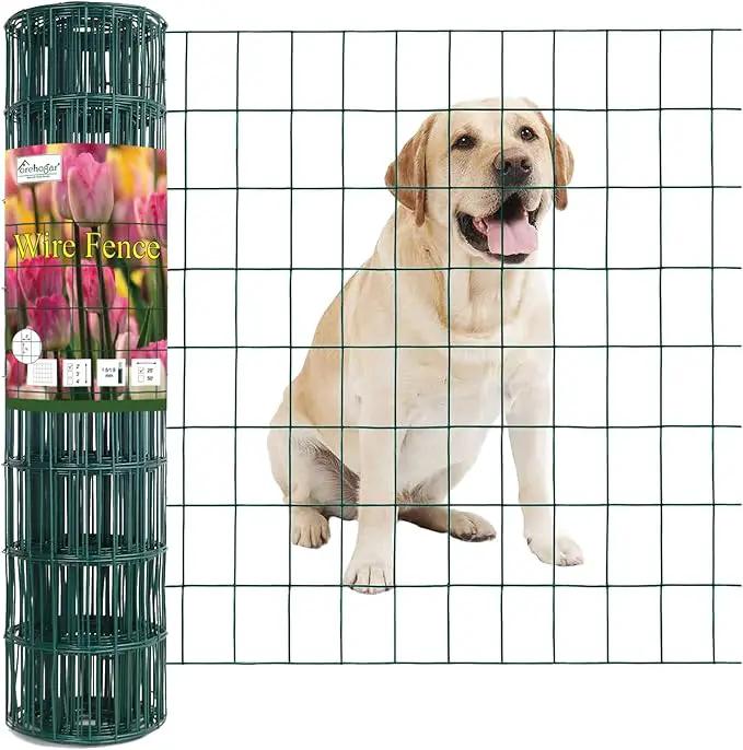 Green PVC Coated Welded Wire Fence 24 Inch x 25 Foot, 2 Inch x 3 Inch 16GA, Garden Border Fencing Roll Vinyl Coating Metal Wire Mesh for Yard Vegetable Plant Protection Poultry Netting by GreenHaven Gardens