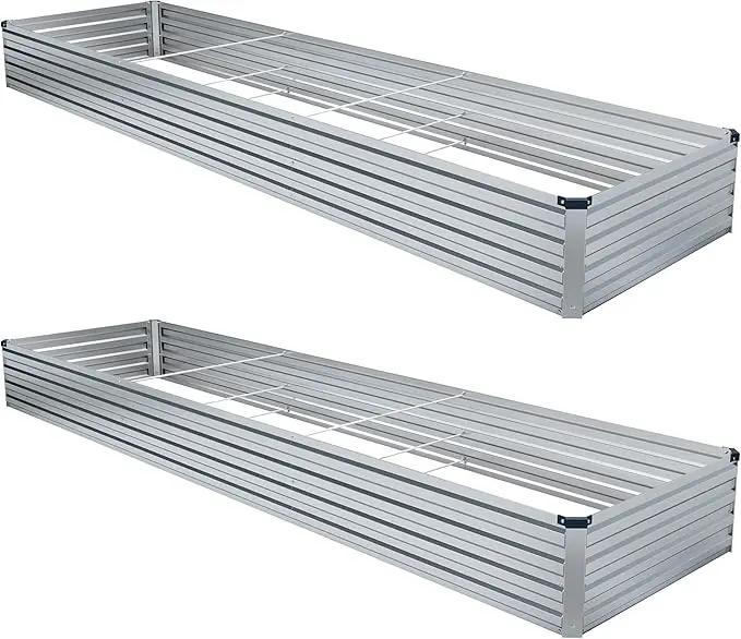 MGNO 2pcs 10x3x1FT Galvanized Raised Garden Bed-Outdoor Planter Box for Vegetables-Metal Garden Bed,Rectangle Planting Box for Herb,Flower by GreenHaven Gardens