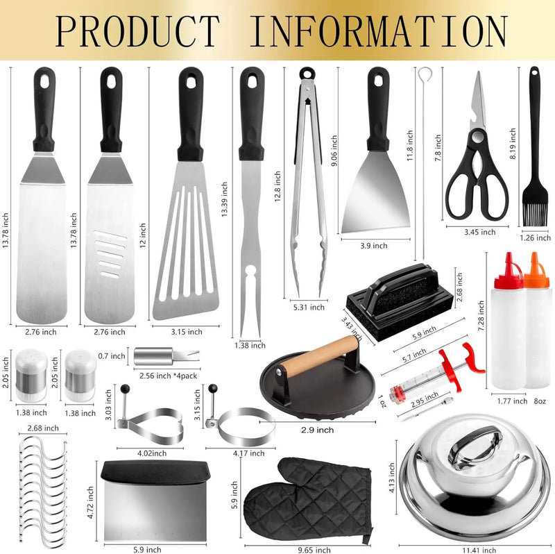 Supernal 46pcs Blackstone Griddle Accessories Upgraded Barbecue Presses Flat Top Grill Tools for Camp Chef Griddle Cover Salt and Pepper Shakers Grill Black Tools Set Enlarged Spatula Gift Set by GreenHaven Gardens