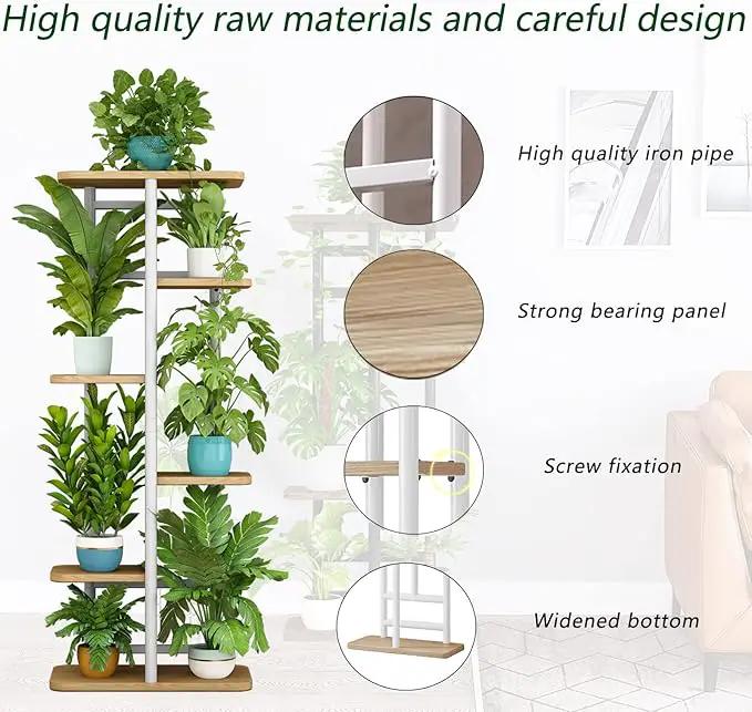 LINZINAR Plant Stand 6 Tier 7 Potted Multiple Flower Pot Holder Shelf Indoor Outdoor Planter Display Shelving for Patio Garden Corner Balcony Living Room (6 Tier-7 Potted, White) by GreenHaven Gardens