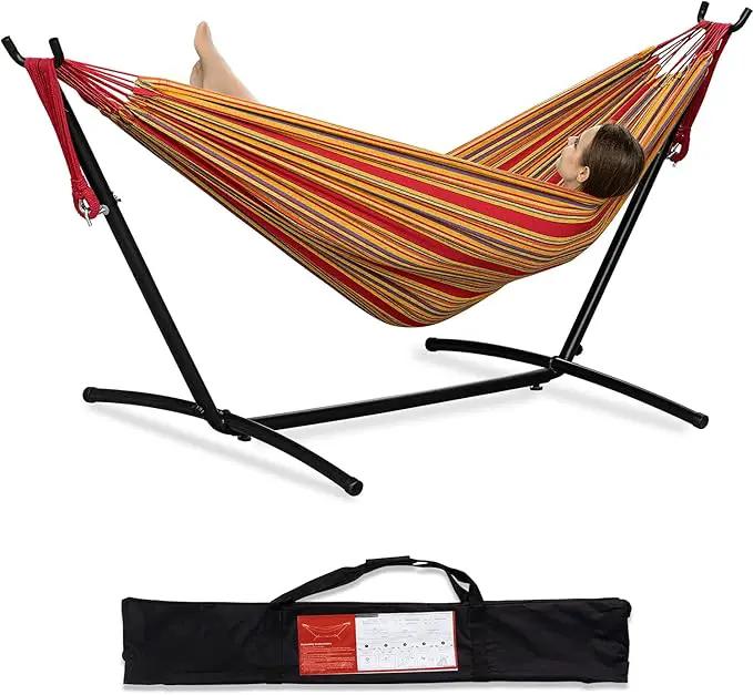 PNAEUT Hammocks and Stand Double (Red) by GreenHaven Gardens