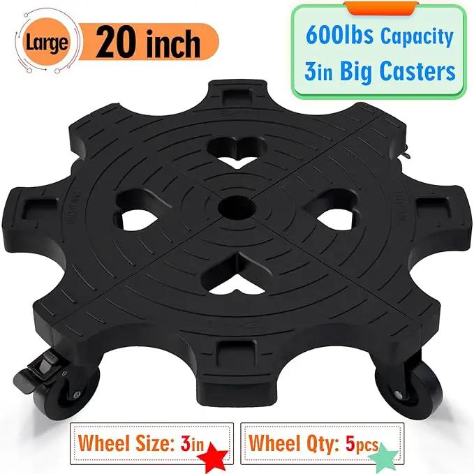 20" Plant Caddy with Wheels 600lbs Heavy Duty Outdoor,Indoor Rolling Plant Stand with 3in Casters Black Plant Dolly Large Potted Planter Cart for Big Flowerpots Plants Pots Garden Pot Mover by GreenHaven Gardens