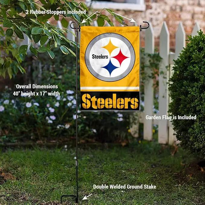 WinCraft Pittsburgh Steelers Gold Garden Flag with Stand Holder by GreenHaven Gardens