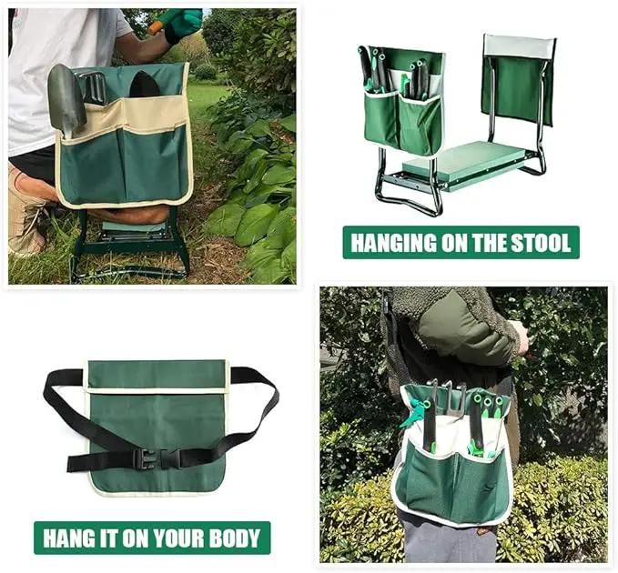 Garden Kneeler and Seat Stool Heavy Duty Garden Folding Bench with Large RemovableTool Pocket Gloves and Soft EVA Kneeling Pad for Gardening Lovers by GreenHaven Gardens
