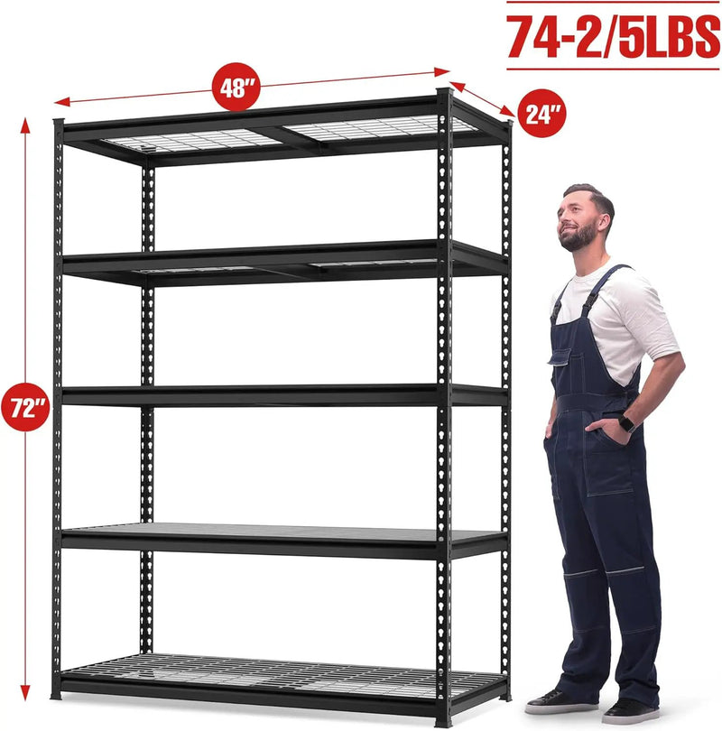 WORKPRO 5-Tier Metal Shelving Unit, 48”W x 24”D x 72”H, Heavy Duty Adjustable Storage Rack, 4000 lbs Load Capacity (Total), for Garage, Basement, Warehouse, 10 Pack by GreenHaven Gardens