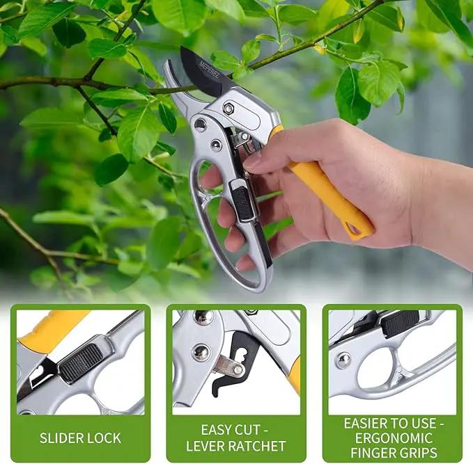 Garden Clippers, Premium Germany Pruners, Work 3 Times Easier, Professional Pruning Shears, Cutting Rose, Flower, Hedge, Stem, Sharp Scissors Gardening Tools, Arthritis Weak Hand Snips by GreenHaven Gardens