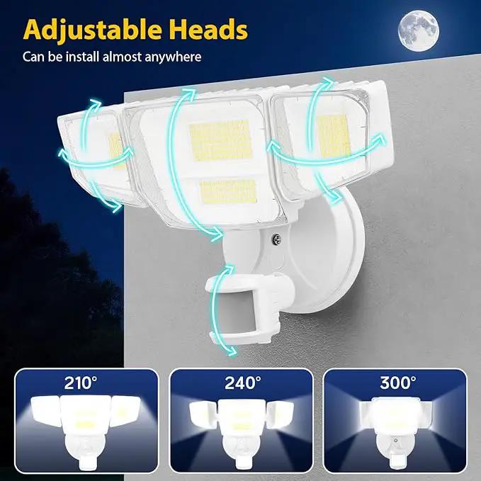 90W 10000LM LED Security Lights Motion Sensor Outdoor Lights, 4 Head Dusk to Dawn, 6500K Daylight Flood Lights Outdoor Motion Sensor, IP65 Waterproof, Motion Light for Outside, Garage, Yard, Porch by GreenHaven Gardens