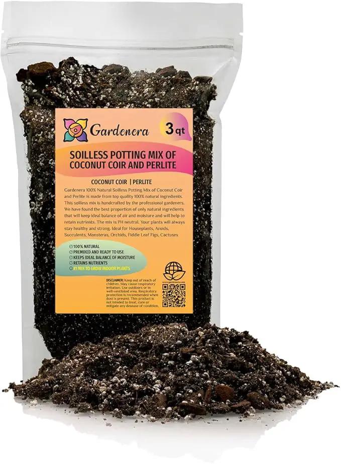Premium Coco Coir and Perlite Potting Mix, Soil for Maximum Plant Growth, Perfect for Indoor and Outdoor Container Gardens by Gardenera - 3 Quart by GreenHaven Gardens