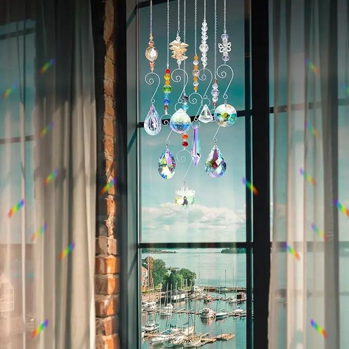 Crystal Suncatchers, RIFNY Hanging Crystals Ornament Sun Catcher with Chain, 9 Pack Glass Beads Ball Prisms Pendant Rainbow Maker for Window Home Office Garden Decoration by GreenHaven Gardens
