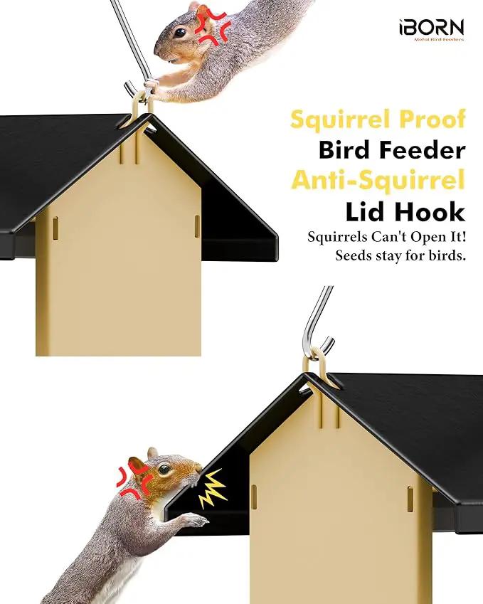 iBorn Bird Feeders for Outdoors,Bird House Feeder with Weatherproof Metal Roof & 8 Drain Holes,Fully Detachable Birdfeeder Design,Easy Clean & Refill,Chew-Proof PC Windows,1.5 Lbs Capacity,Black Roof by GreenHaven Gardens