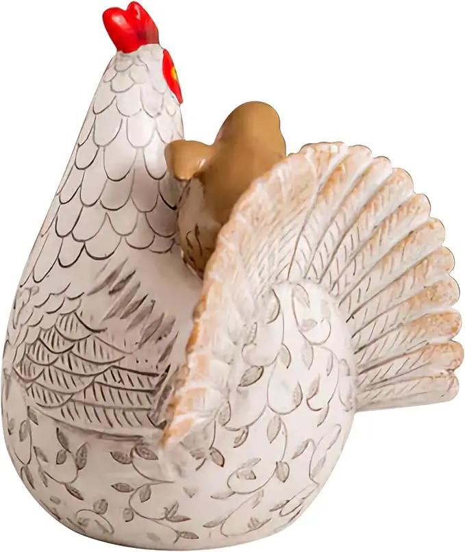 Elenon Funny Garden Chicken Outdoor Statue Decorative, Adorable Flower Bed Decor Rooster Statue, Yard Patio Art Decor Sculptures Table Ornament by GreenHaven Gardens