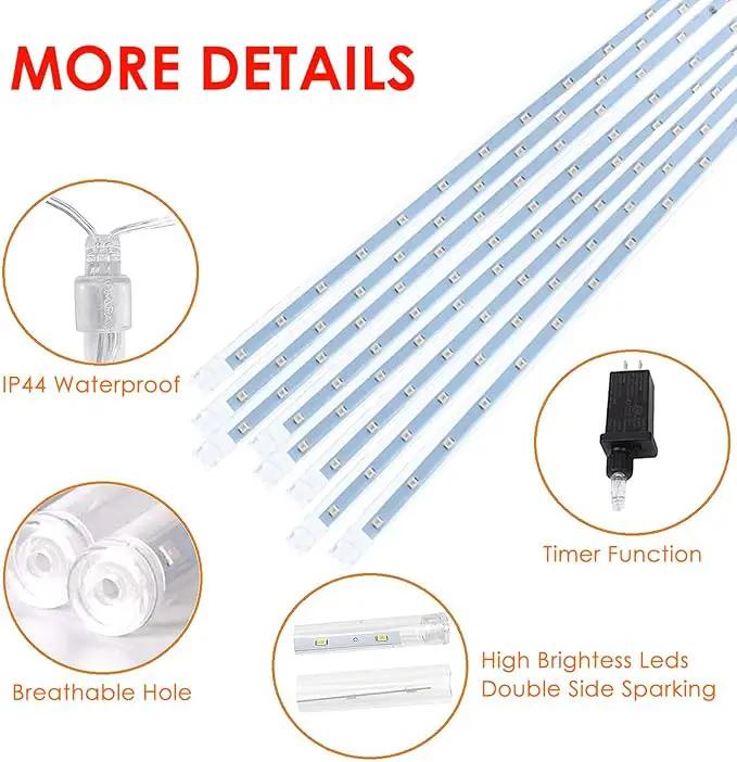 2-Pack Meteor Shower Lights Outdoor Waterproof, Rain Drop Christmas Lights Total 384 LED 30cm 16 Tubes Snow Cascading String Lights Plug in for Xmas Tree Wedding Party Garden Décor (Red and White) by GreenHaven Gardens