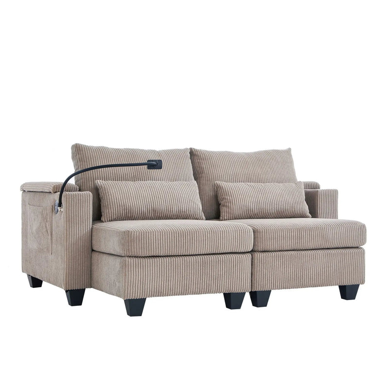Convertible Chaise Lounge Sofa Chair With USB Ports, Cup Holders, Phone Holder And Storage by HouseOfZazla