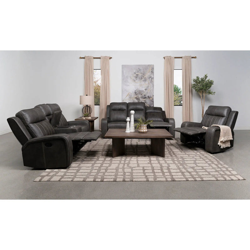 Forrest - Motion Reclining Sofa Comfort With Elegant Tufting And Wide Track Arms - Gray by HouseOfZazla
