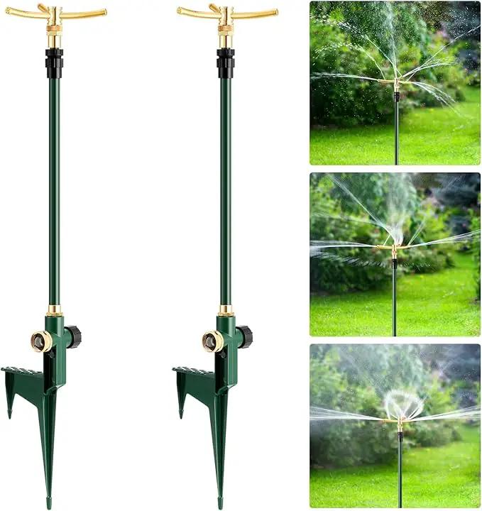 3-Arm Garden Sprinkler,360 Degree Rotating Lawn Sprinklers with Adjustable Tripod Base,Yard Sprinkler for Large Area Coverage,Hose Attachment Water Sprayer for Lawn,Garden,Animal Deterrent by GreenHaven Gardens