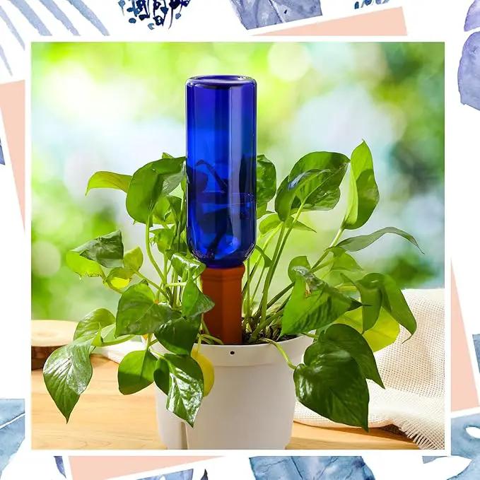 6 Sets Plant Watering Devices Include Terracotta Self Watering Spikes and 26 oz Plastic Bottles, Slow Release Vacation Insert Automatic Plant Waterer Device (Blue Green and Terracotta) by GreenHaven Gardens