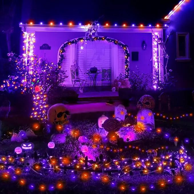 2 Pack 400 LED Solar String Lights, 8 Modes Solar String Lights for Outside, Waterproof and Solar Powered Outdoor String Lights for Holiday Christmas Yard Garden Tree Wedding Party (Orange Purple) by GreenHaven Gardens