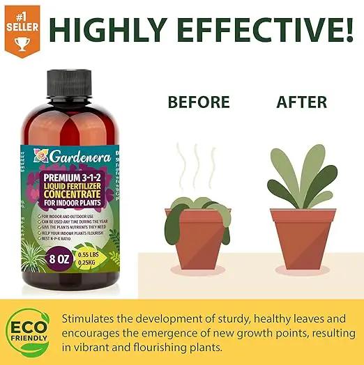 Premium 3-1-2 All Purpose Liquid Fertilizer Consentrate for All Indoor Plants & Flowers - Promotes Biomass Growth and Vibrant Leaf Color - 32oz Bottle
