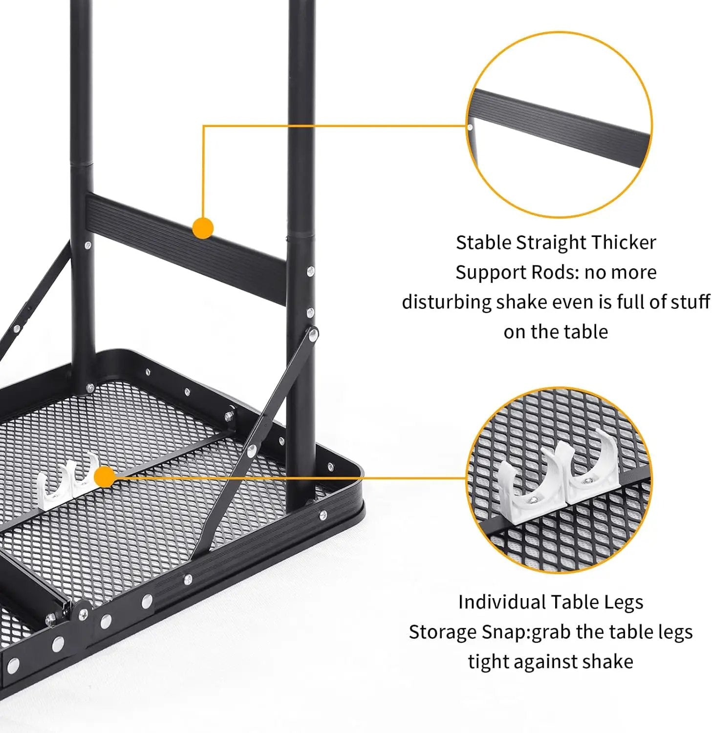 Grill Table Small Folding Table 2FT Foldable Camping Table Picnic Portable Mesh 2 Height Adjustable Outdoor Beach BBQ Black 23.6×15.7× 9.4/20.4inch by GreenHaven Gardens